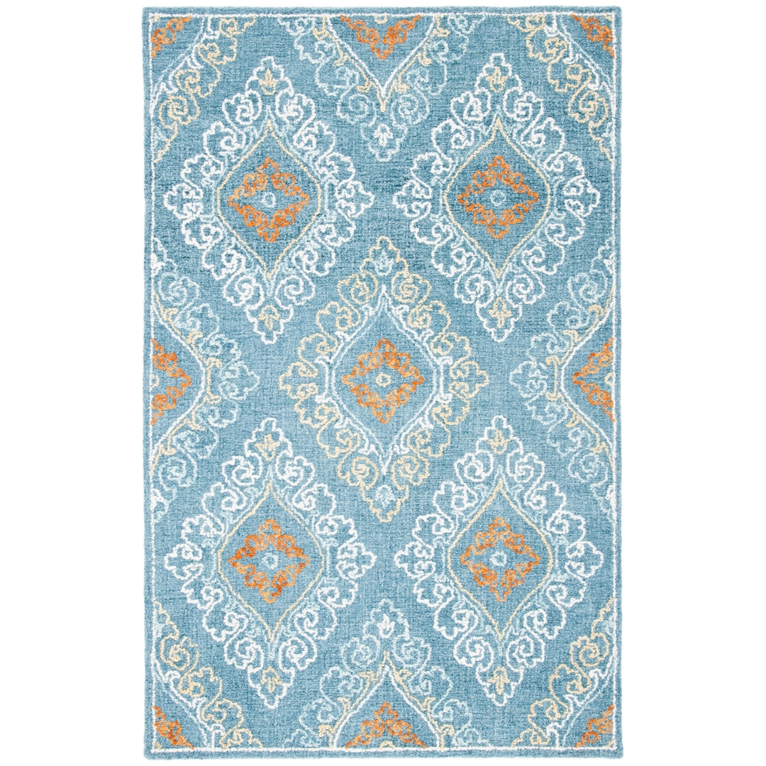 SAFAVIEH Blossom BLM606M Handmade Blue / Yellow Rug Image 9