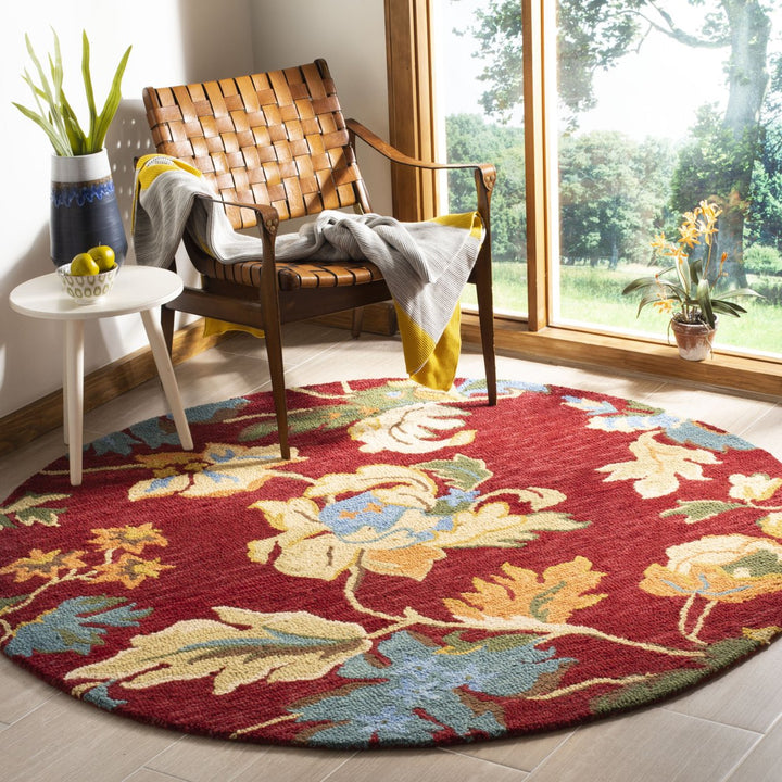 SAFAVIEH Blossom BLM672A Hand-hooked Red / Multi Rug Image 2