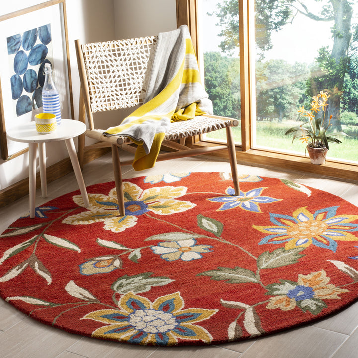 SAFAVIEH Blossom BLM673A Hand-hooked Rust / Multi Rug Image 2