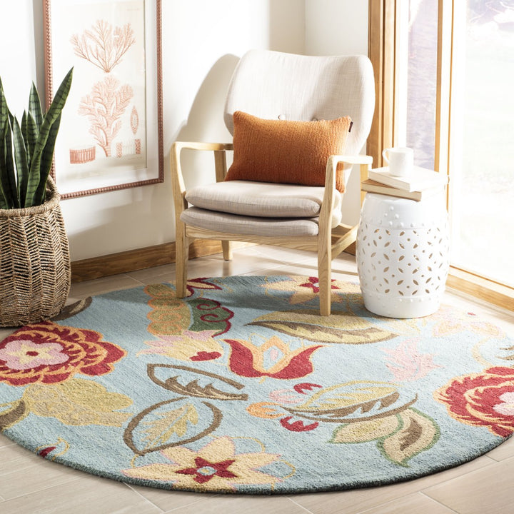 SAFAVIEH Blossom BLM675A Hand-hooked Blue / Multi Rug Image 2