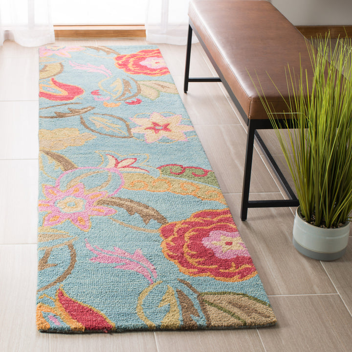 SAFAVIEH Blossom BLM675A Hand-hooked Blue / Multi Rug Image 3