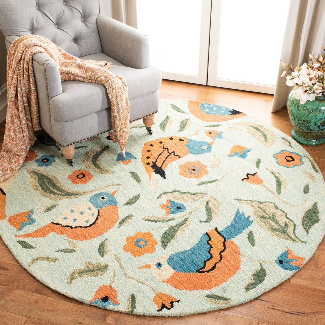 SAFAVIEH Blossom BLM676A Hand-hooked Sage / Multi Rug Image 9