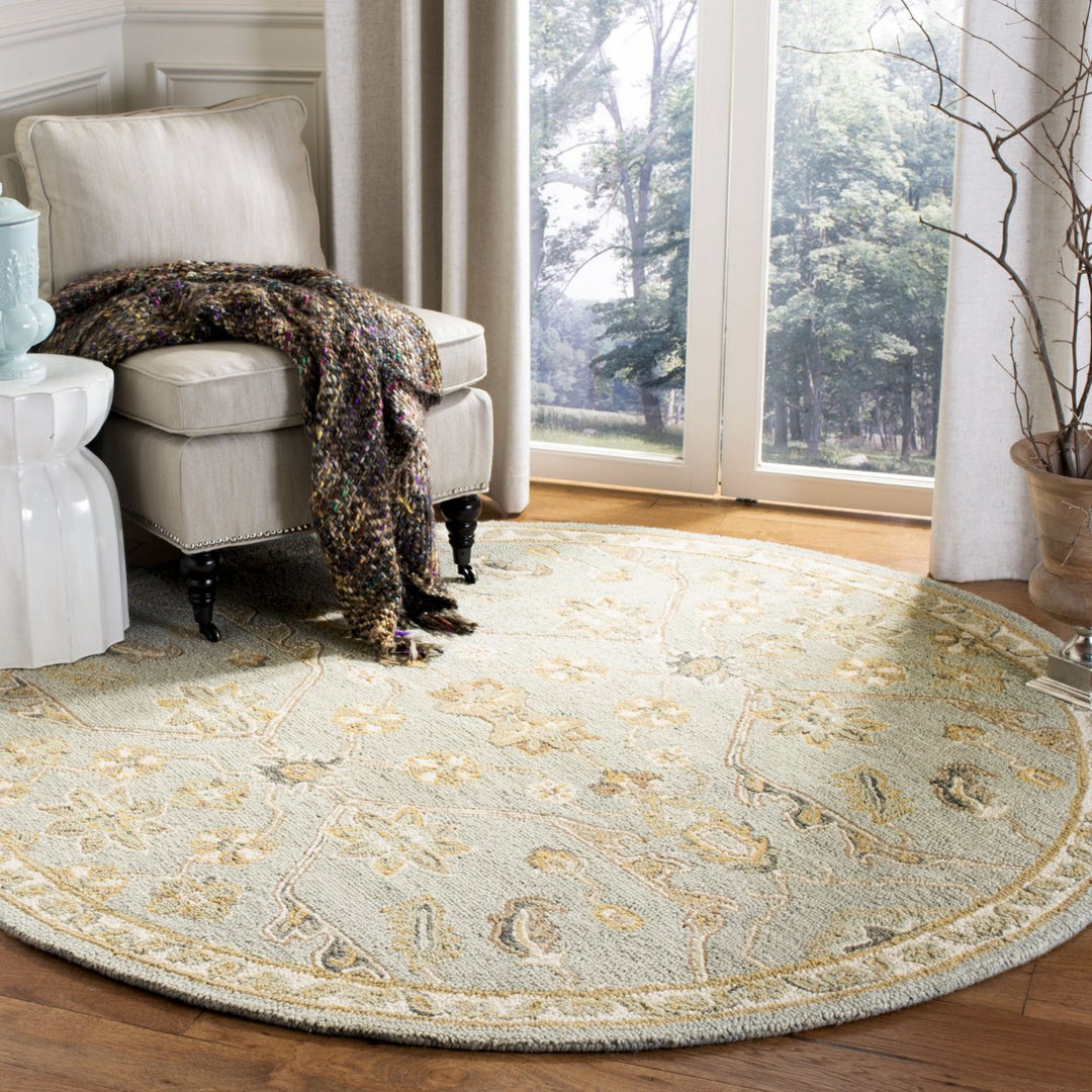 SAFAVIEH Blossom BLM701M Handmade Slate / Beige Rug Image 2