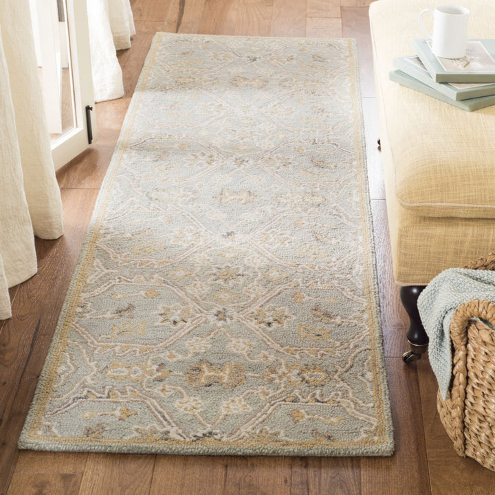 SAFAVIEH Blossom BLM701M Handmade Slate / Beige Rug Image 3