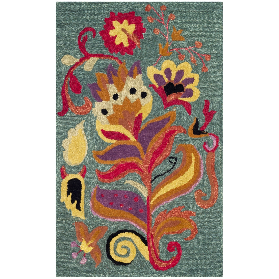 SAFAVIEH Blossom BLM679A Hand-hooked Blue / Multi Rug Image 8