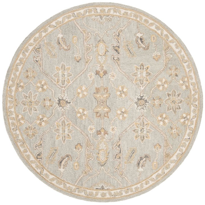 SAFAVIEH Blossom BLM701M Handmade Slate / Beige Rug Image 4