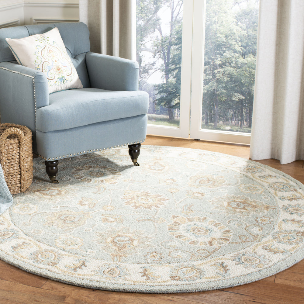 SAFAVIEH Blossom BLM702M Handmade Aqua / Ivory Rug Image 2