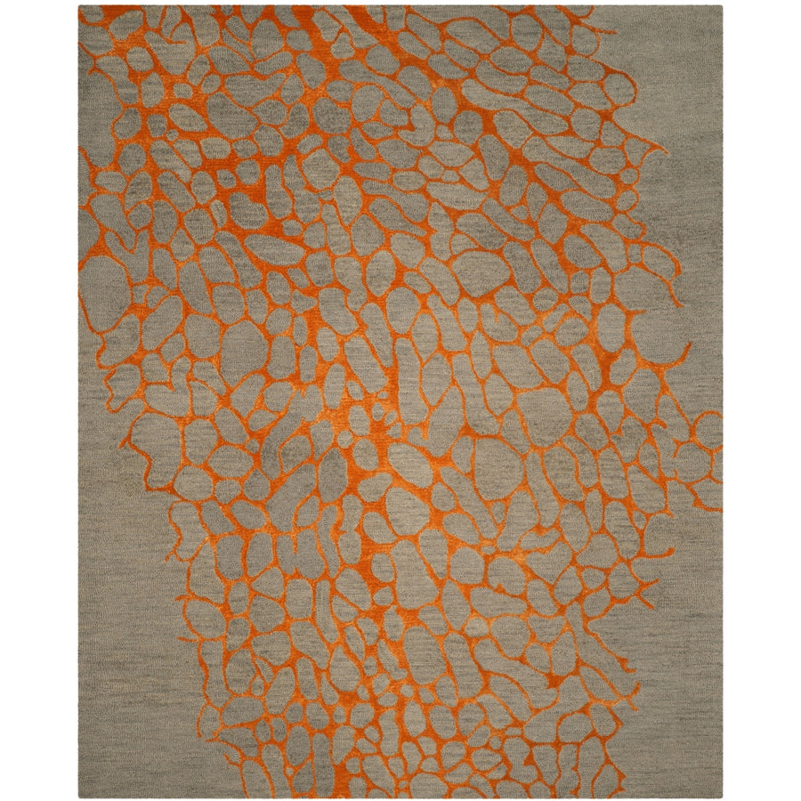 SAFAVIEH Blossom BLM695C Hand-hooked Grey / Orange Rug Image 1