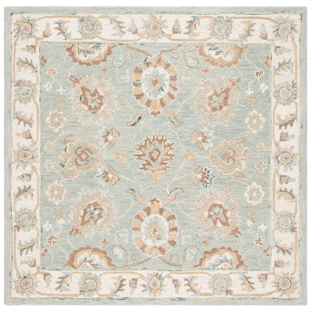 SAFAVIEH Blossom BLM702M Handmade Aqua / Ivory Rug Image 6