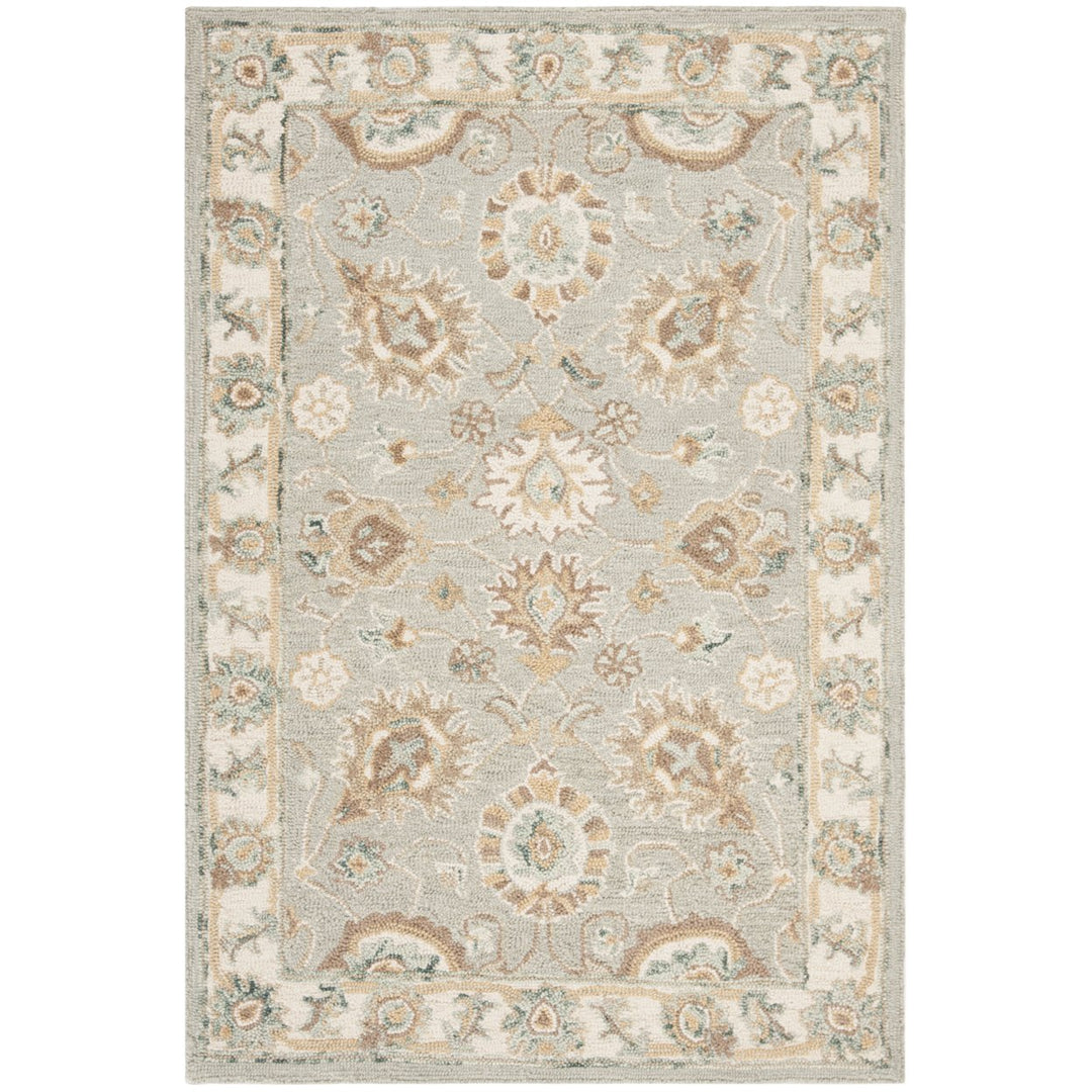 SAFAVIEH Blossom BLM702M Handmade Aqua / Ivory Rug Image 8