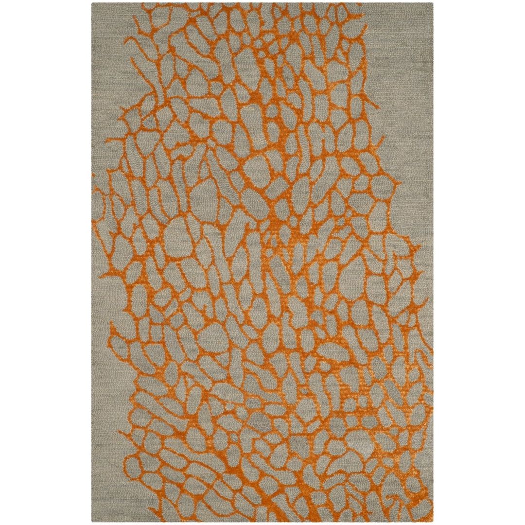 SAFAVIEH Blossom BLM695C Hand-hooked Grey / Orange Rug Image 8