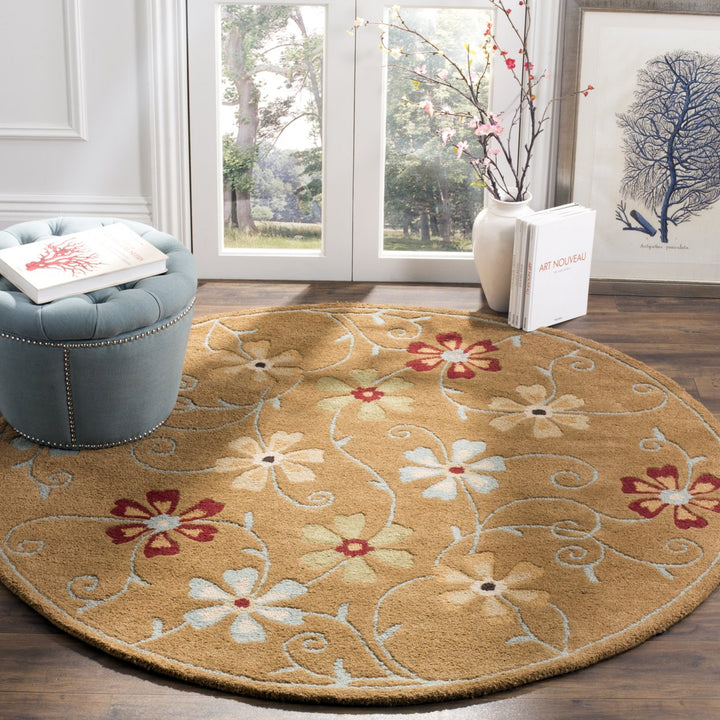 SAFAVIEH Blossom BLM784B Hand-hooked Camel / Multi Rug Image 2