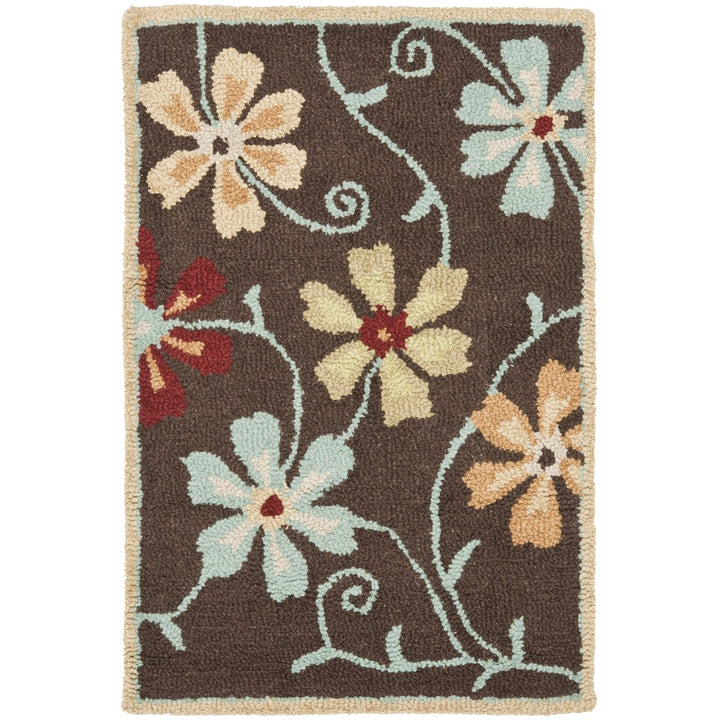 SAFAVIEH Blossom BLM784A Hand-hooked Brown / Multi Rug Image 2