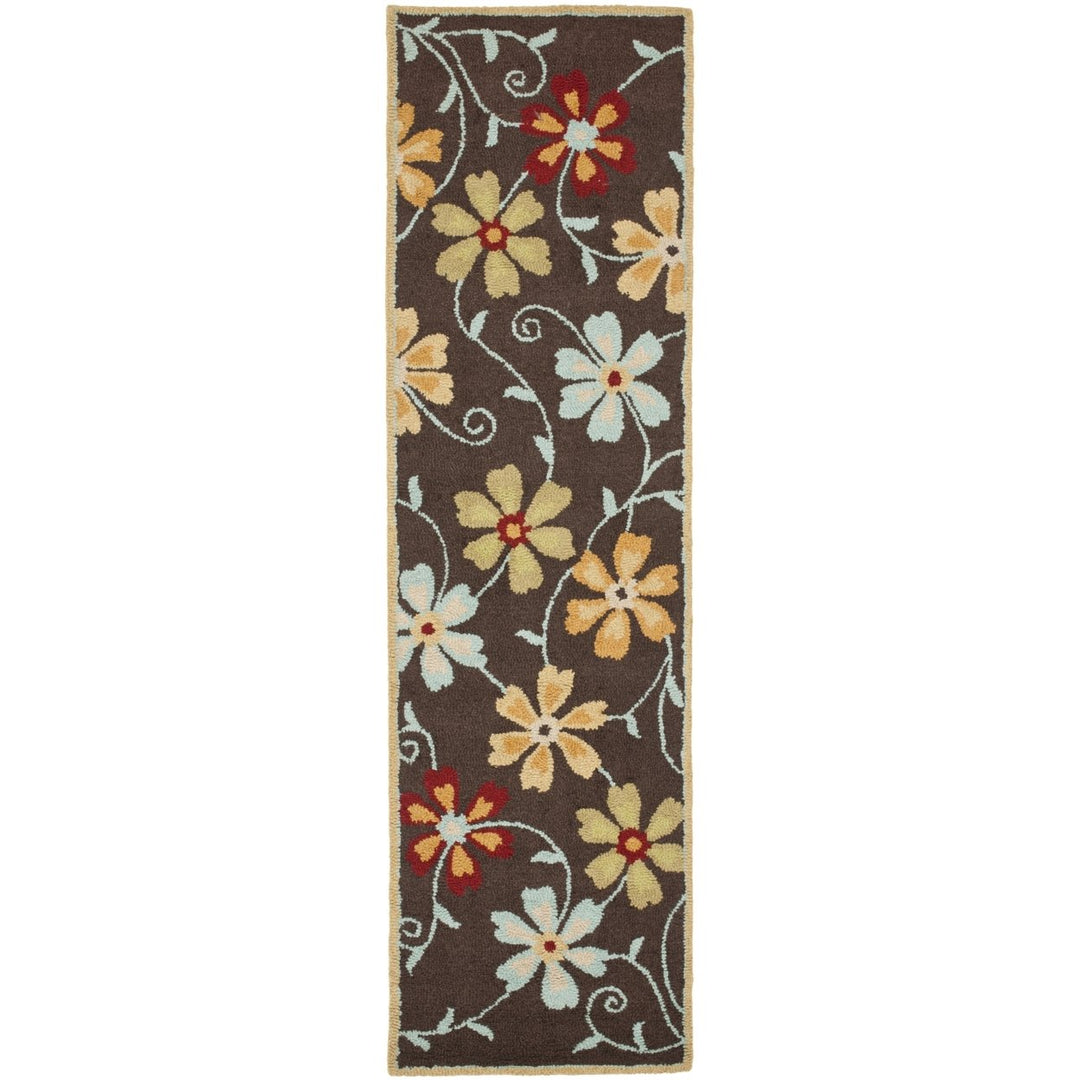 SAFAVIEH Blossom BLM784A Hand-hooked Brown / Multi Rug Image 3