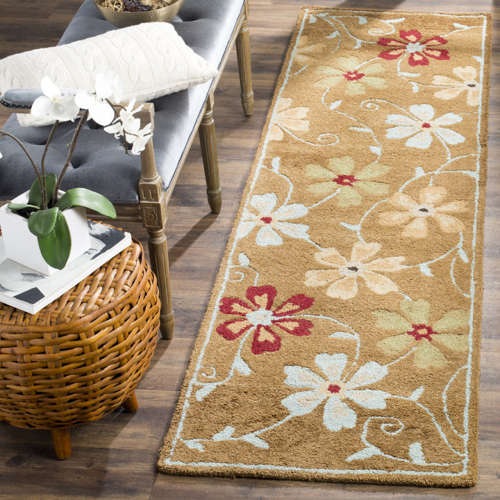 SAFAVIEH Blossom BLM784B Hand-hooked Camel / Multi Rug Image 3