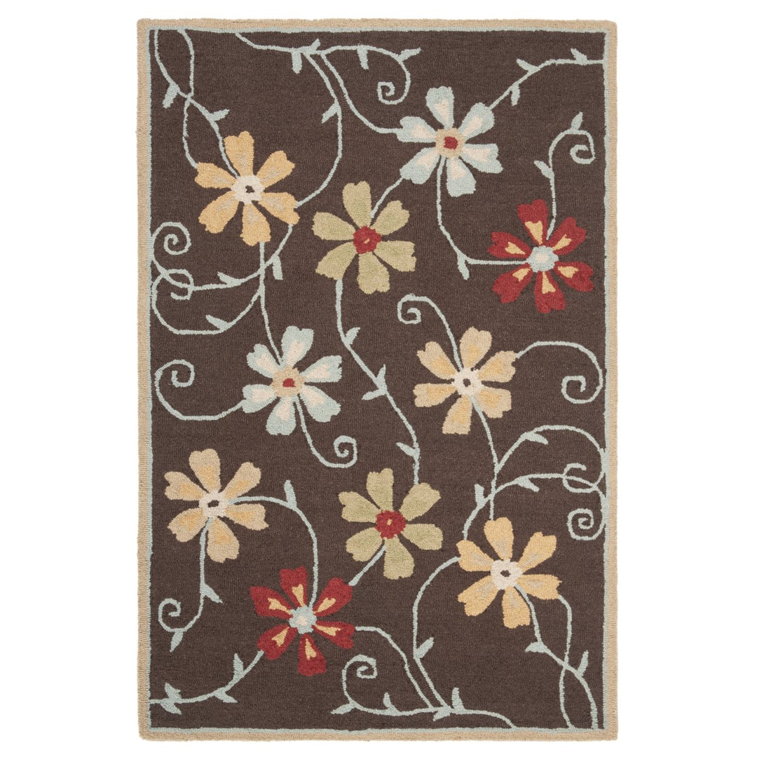 SAFAVIEH Blossom BLM784A Hand-hooked Brown / Multi Rug Image 4