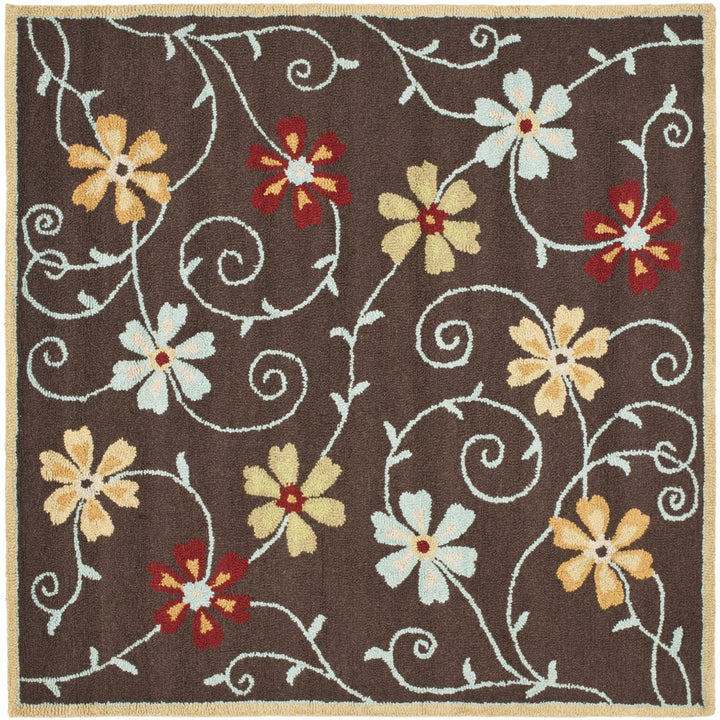 SAFAVIEH Blossom BLM784A Hand-hooked Brown / Multi Rug Image 7