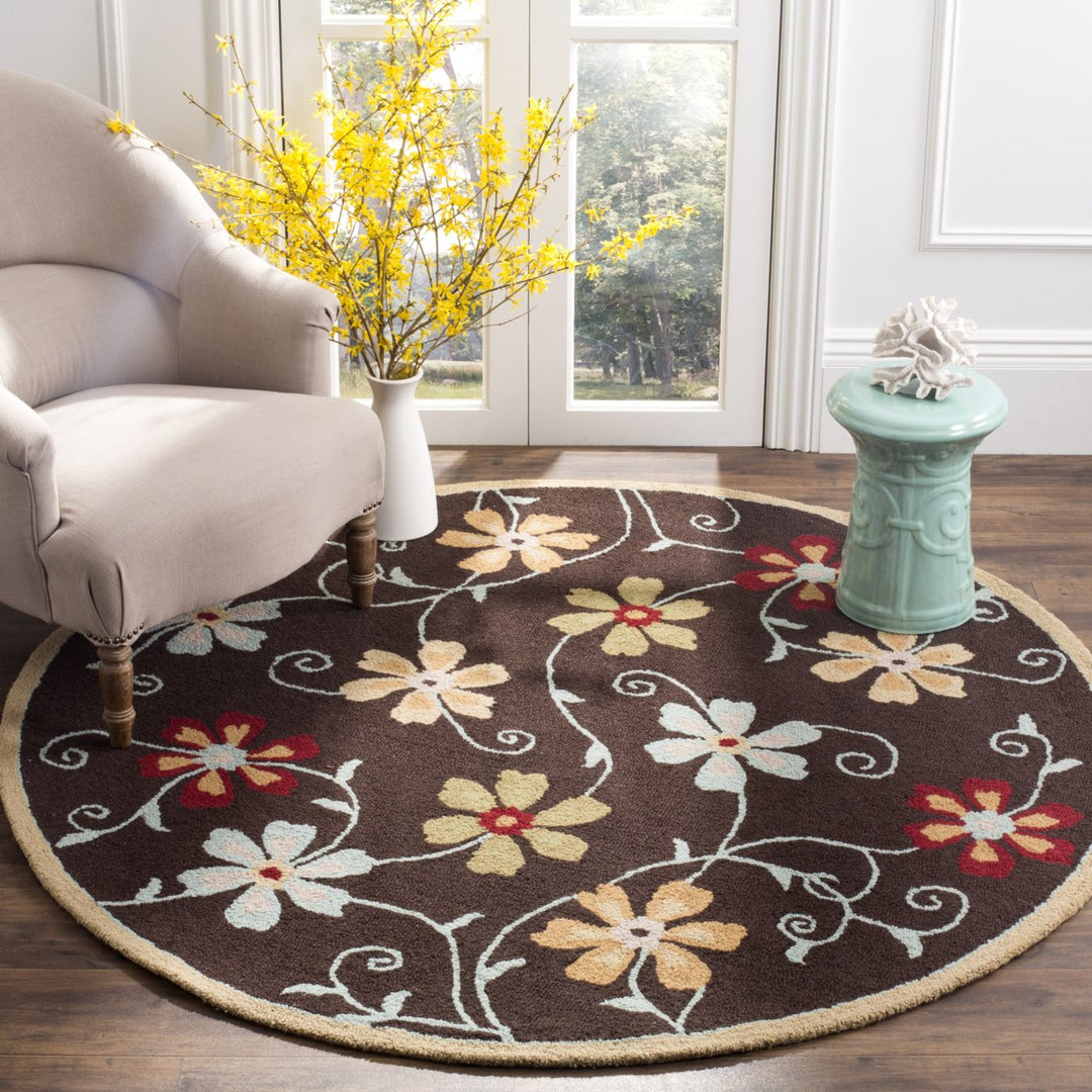 SAFAVIEH Blossom BLM784A Hand-hooked Brown / Multi Rug Image 8