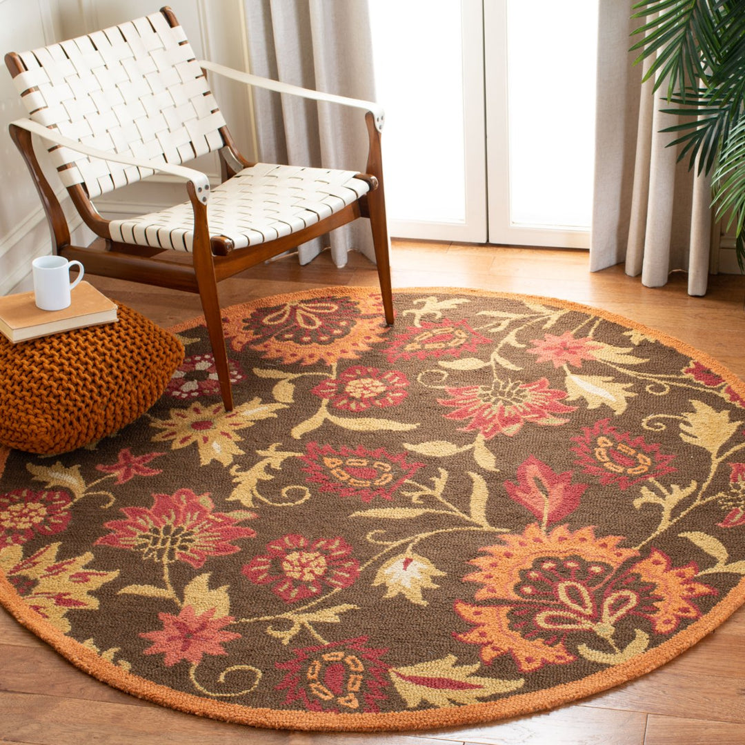 SAFAVIEH Blossom BLM861A Hand-hooked Brown / Multi Rug Image 2