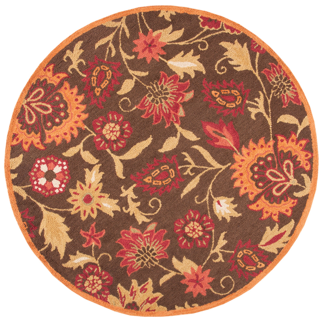 SAFAVIEH Blossom BLM861A Hand-hooked Brown / Multi Rug Image 4