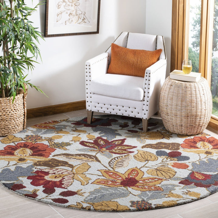 SAFAVIEH Blossom BLM863A Hand-hooked Blue / Multi Rug Image 9