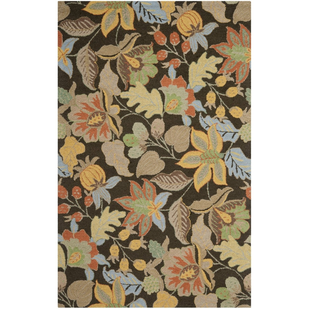 SAFAVIEH Blossom BLM863C Hand-hooked Black / Multi Rug Image 1