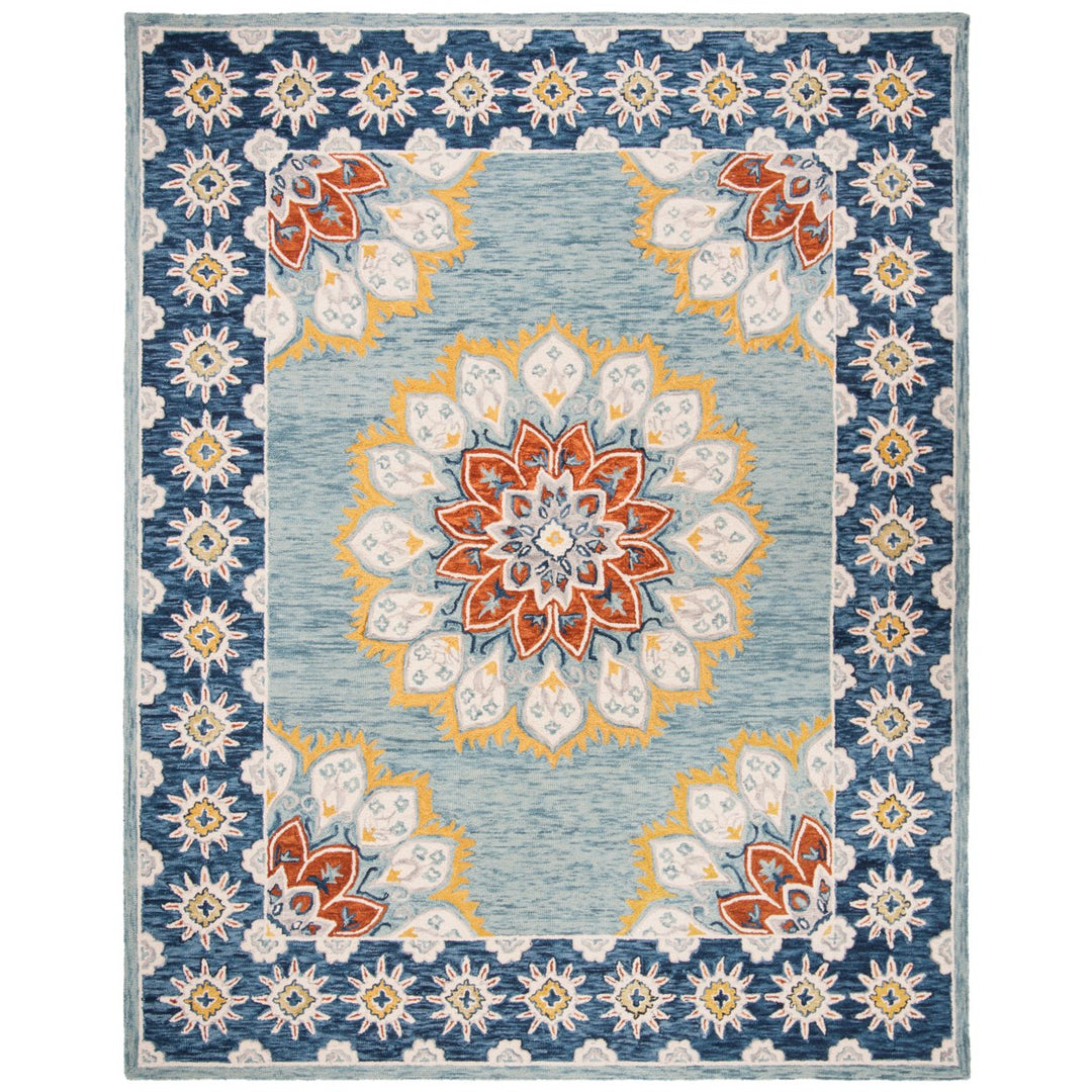 SAFAVIEH Blossom BLM902M Handmade Blue / Gold Rug Image 1