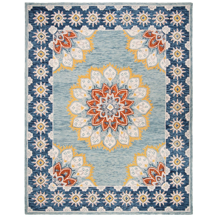 SAFAVIEH Blossom BLM902M Handmade Blue / Gold Rug Image 1