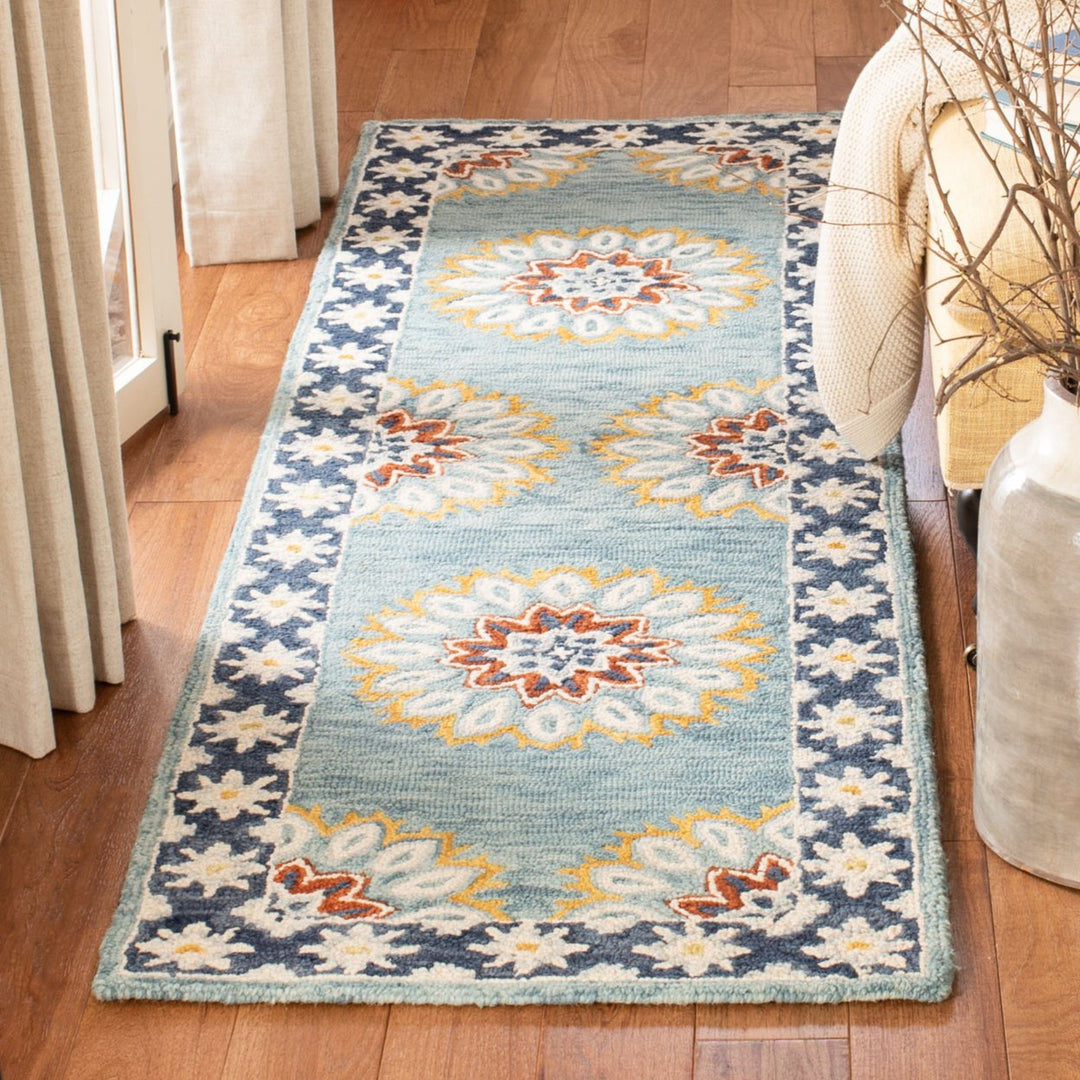 SAFAVIEH Blossom BLM902M Handmade Blue / Gold Rug Image 3