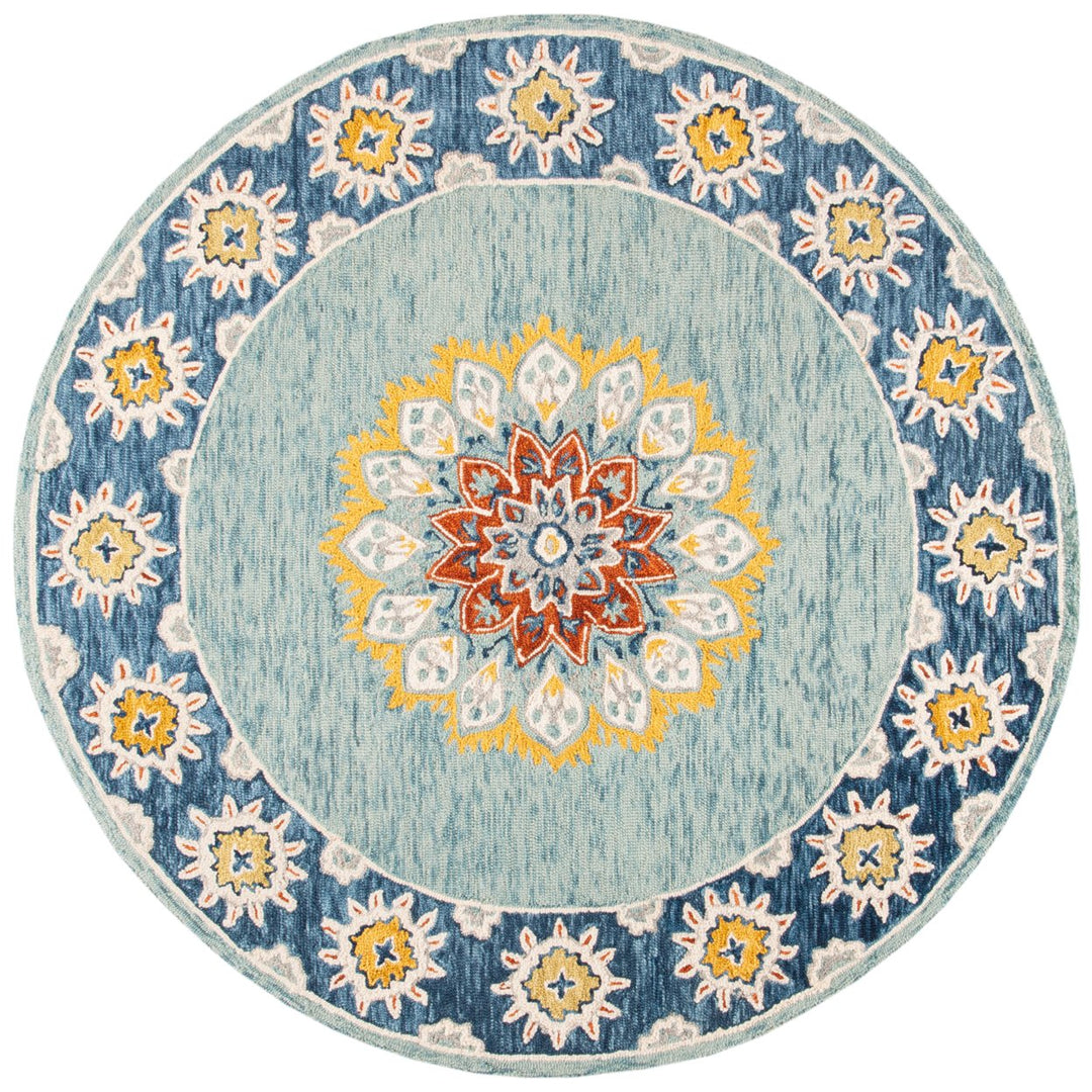 SAFAVIEH Blossom BLM902M Handmade Blue / Gold Rug Image 4