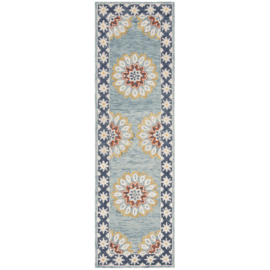 SAFAVIEH Blossom BLM902M Handmade Blue / Gold Rug Image 5