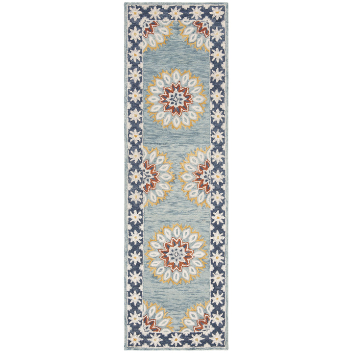 SAFAVIEH Blossom BLM902M Handmade Blue / Gold Rug Image 5