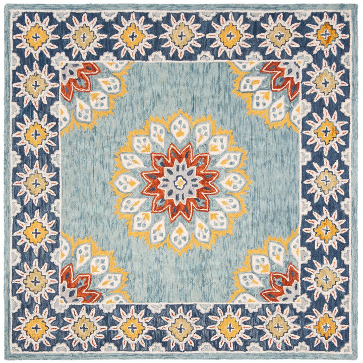 SAFAVIEH Blossom BLM902M Handmade Blue / Gold Rug Image 6