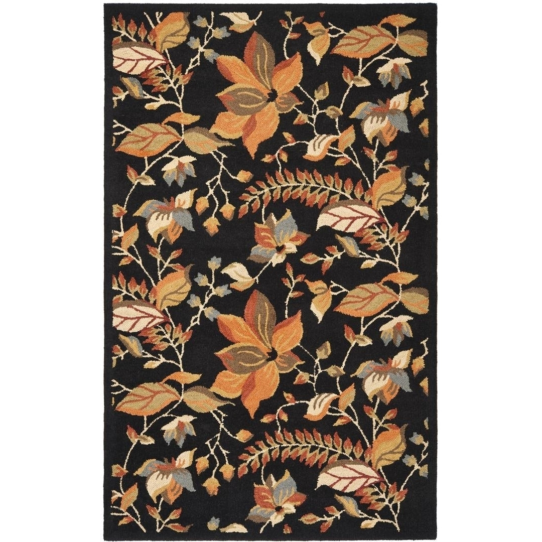 SAFAVIEH Blossom BLM913B Hand-hooked Black / Multi Rug Image 1