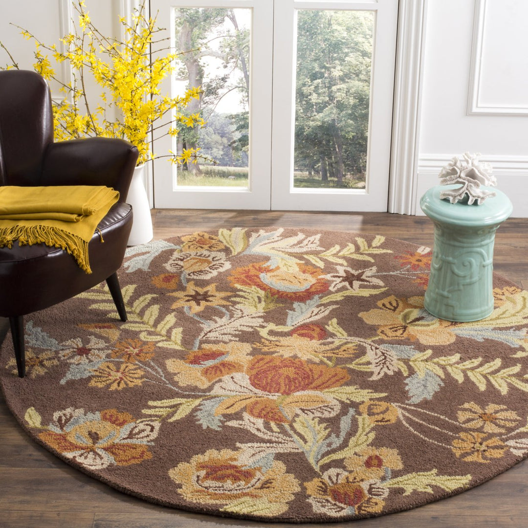 SAFAVIEH Blossom BLM915A Hand-hooked Brown / Multi Rug Image 8