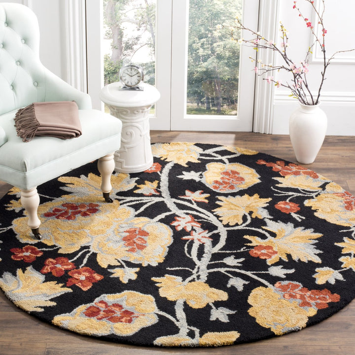 SAFAVIEH Blossom BLM918A Hand-hooked Black / Multi Rug Image 2