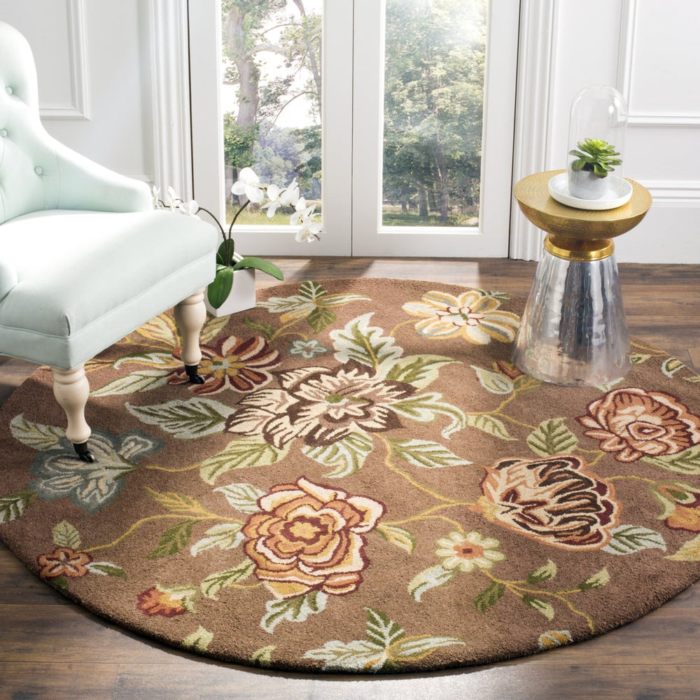 SAFAVIEH Blossom BLM920A Hand-hooked Brown / Multi Rug Image 2