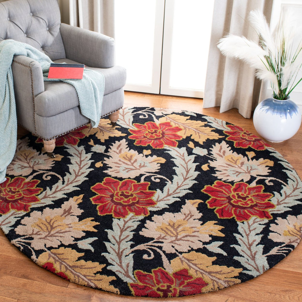 SAFAVIEH Blossom BLM921A Hand-hooked Black / Multi Rug Image 2