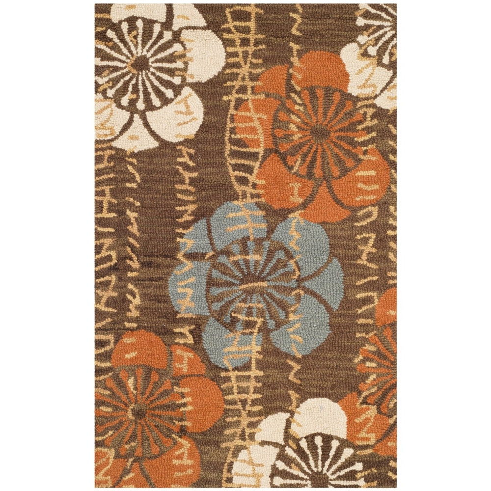SAFAVIEH Blossom BLM923A Hand-hooked Brown / Multi Rug Image 2