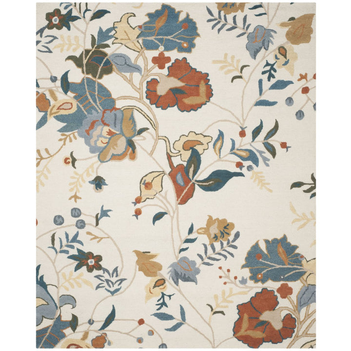 SAFAVIEH Blossom BLM975A Handmade Ivory / Blue Rug Image 1