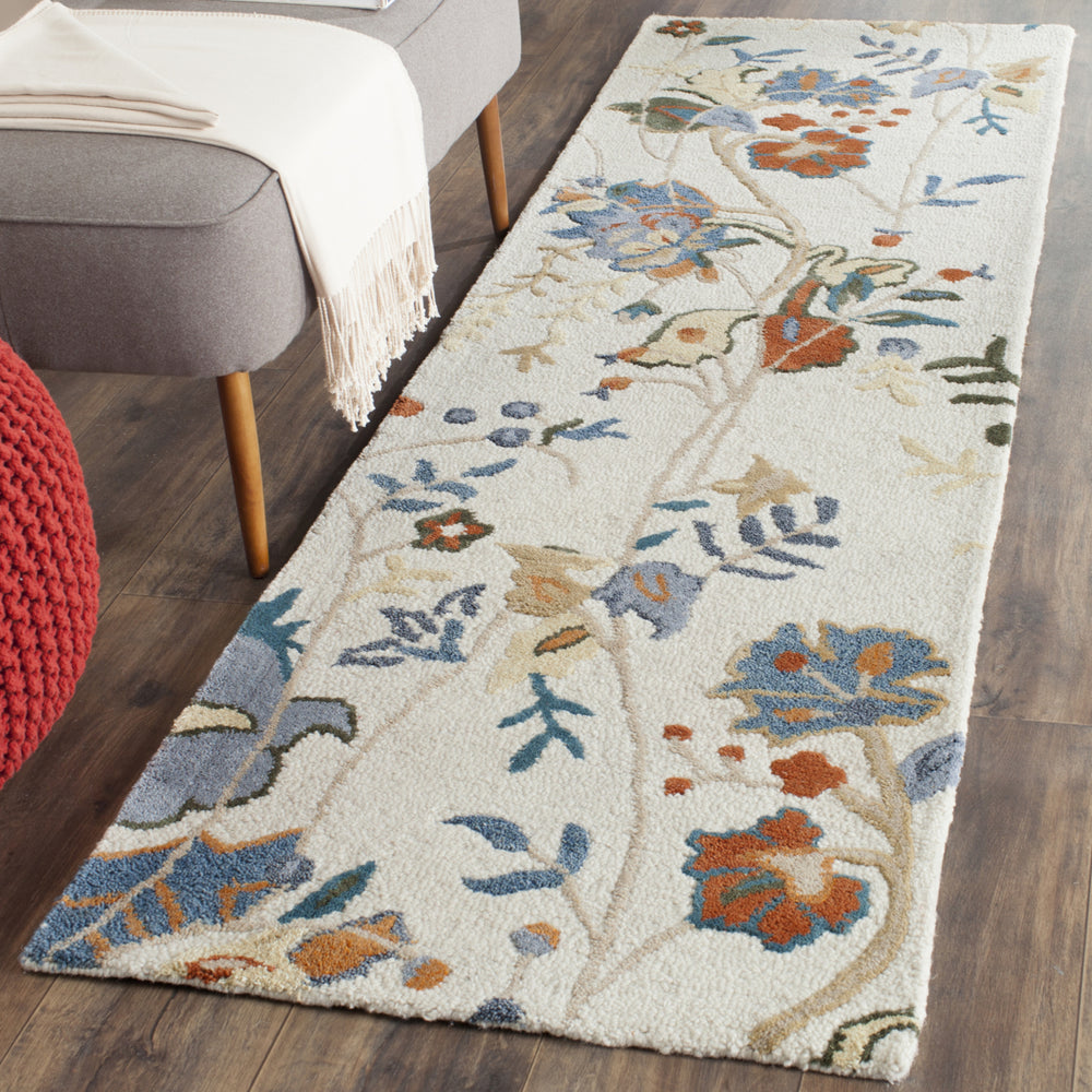 SAFAVIEH Blossom BLM975A Handmade Ivory / Blue Rug Image 2