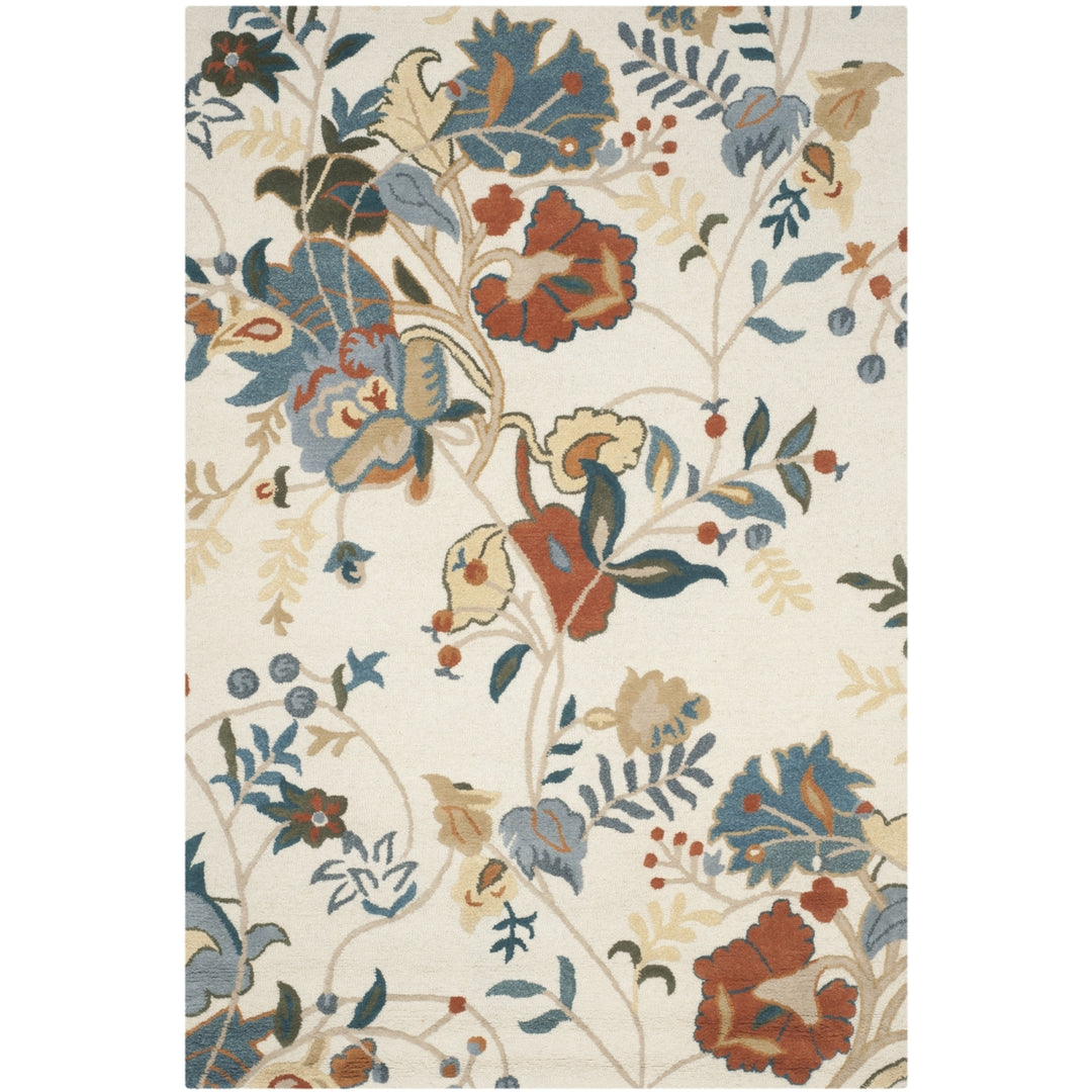 SAFAVIEH Blossom BLM975A Handmade Ivory / Blue Rug Image 8