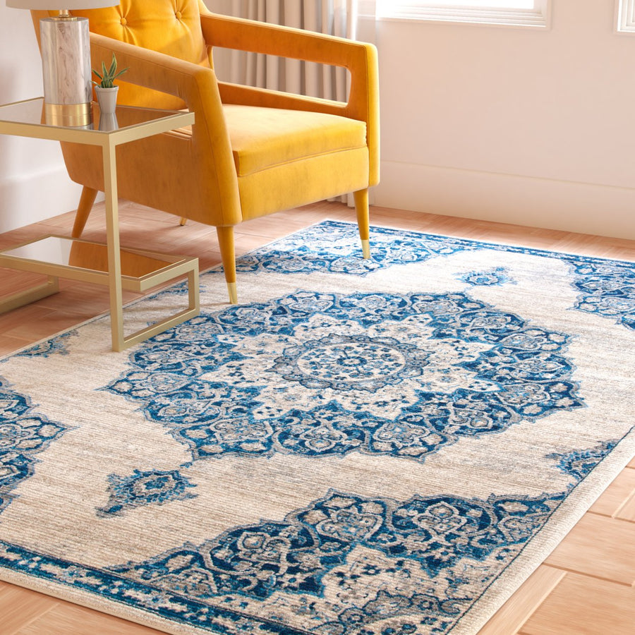 SAFAVIEH Brentwood Collection BNT802D Ivory / Navy Rug Image 1
