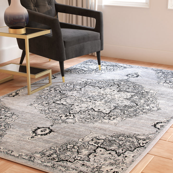 SAFAVIEH Brentwood Collection BNT802G Silver / Black Rug Image 1