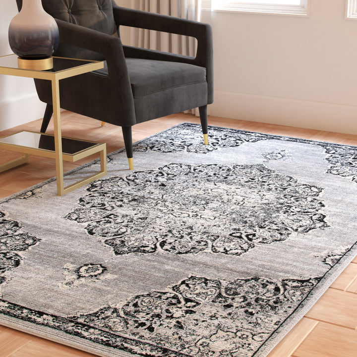 SAFAVIEH Brentwood Collection BNT802H Grey / Black Rug Image 1