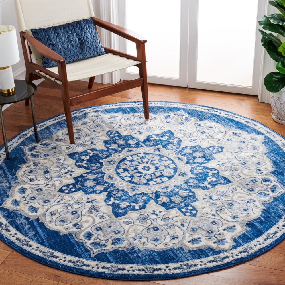 SAFAVIEH Brentwood Collection BNT802P Navy / Ivory Rug Image 2
