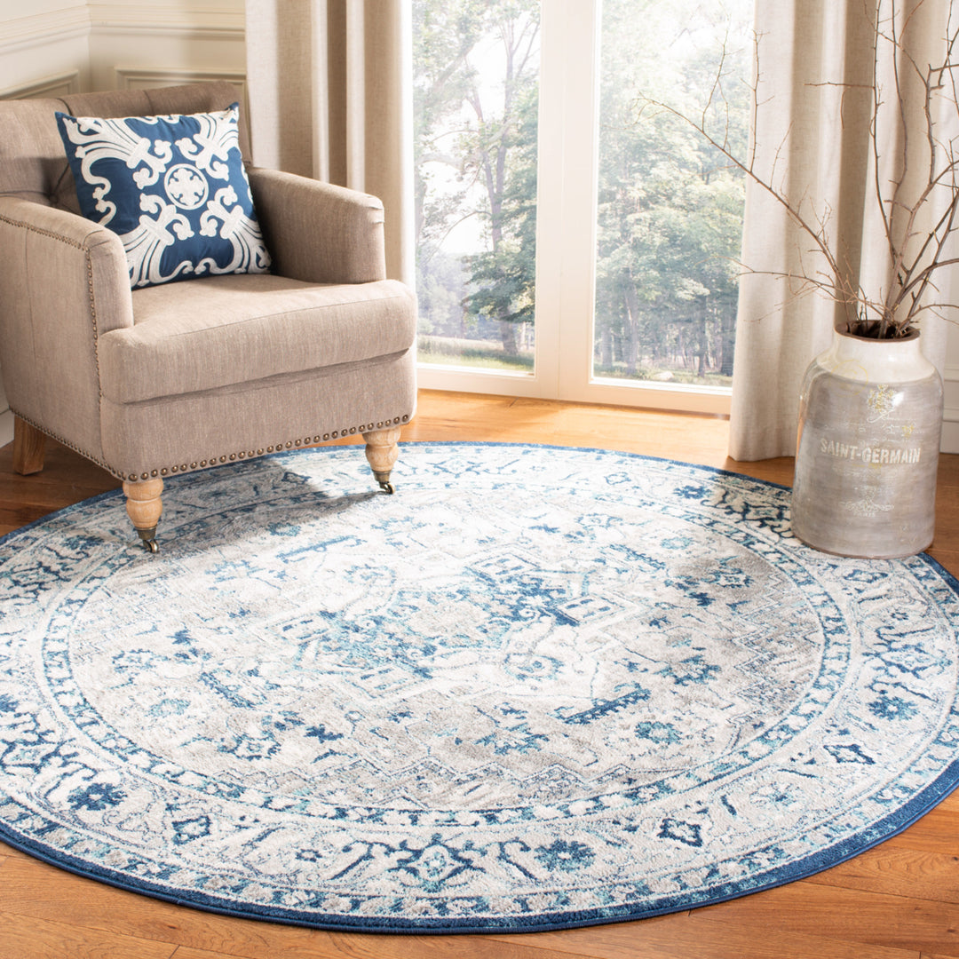 SAFAVIEH Brentwood BNT851G Light Grey / Blue Rug Image 10