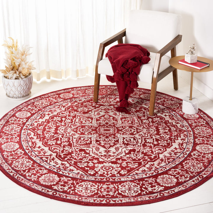 SAFAVIEH Brentwood Collection BNT832Q Red / Ivory Rug Image 2