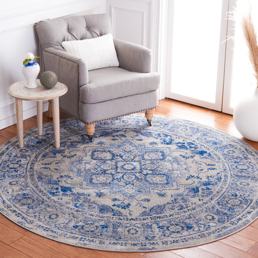 SAFAVIEH Brentwood Collection BNT837M Blue / Ivory Rug Image 2