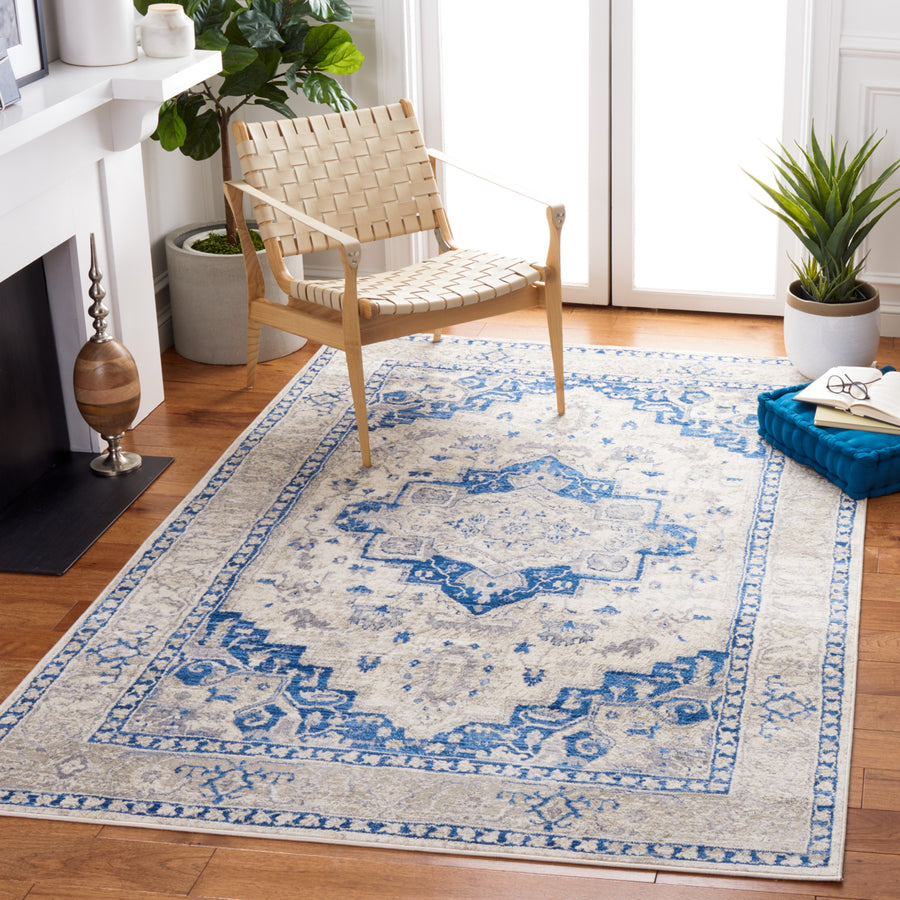 SAFAVIEH Brentwood Collection BNT851A Ivory / Blue Rug Image 1